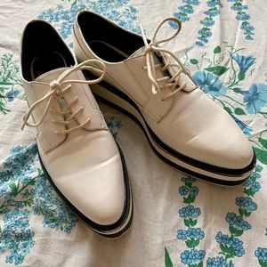 White Platform lace up brogues